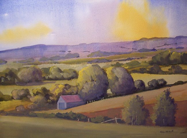 Cotswold Panorama; Acrylic - 16 x 12 inches Cotswold Panorama
